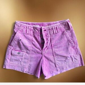 Anthropologie Pilcro Pink The Wanderer Corduroy distressed Shorts 28 Medium